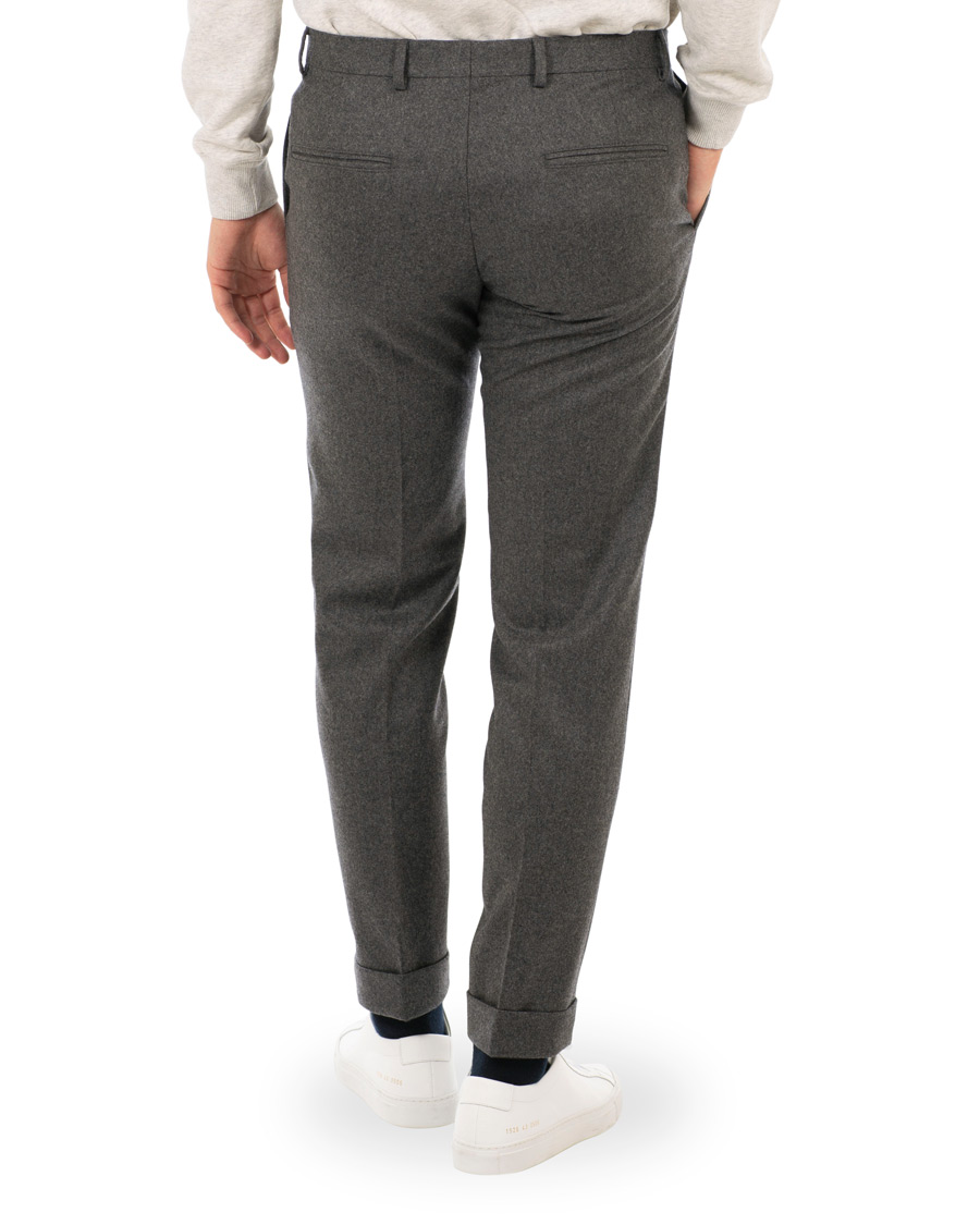 Herren | Hosen | Oscar Jacobson | Dean Turn Up Flannel Trousers Dark Grey