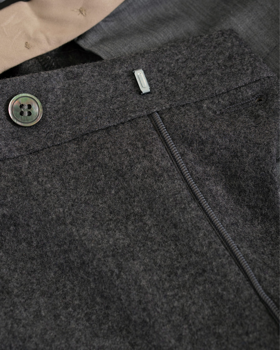 Herren | Hosen | Oscar Jacobson | Dean Turn Up Flannel Trousers Dark Grey