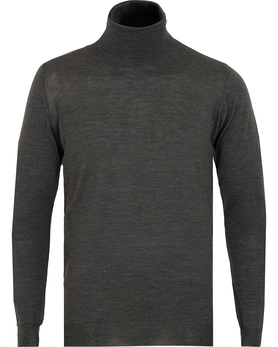 Herren | Pullover | Oscar Jacobson | Cole Extra Fine Merino Rollneck Dark Grey