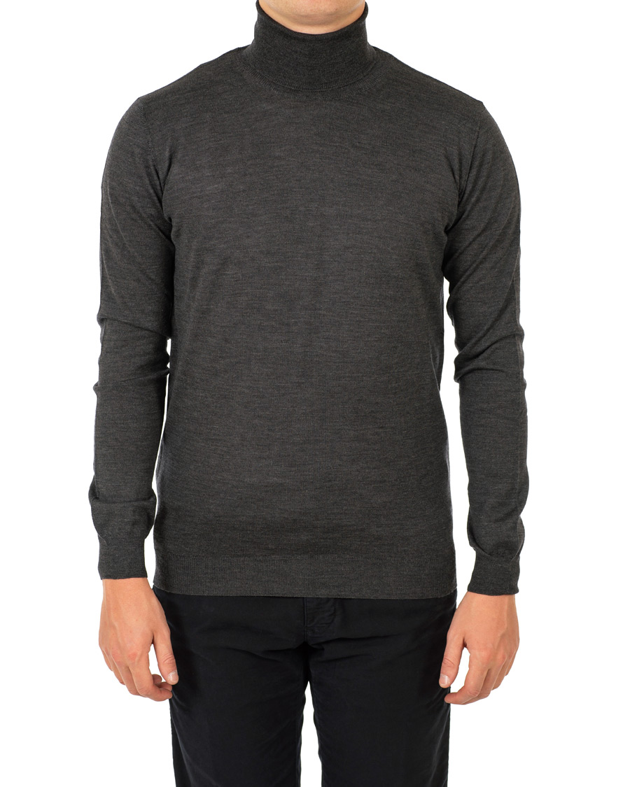 Herren | Pullover | Oscar Jacobson | Cole Extra Fine Merino Rollneck Dark Grey