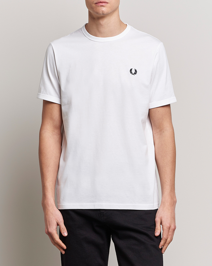 Herren | T-Shirts | Fred Perry | Ringer Crew Neck Tee White
