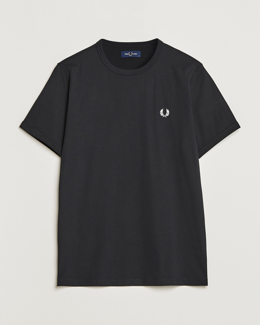 Herren | T-Shirts | Fred Perry | Ringer Crew Neck Tee Black