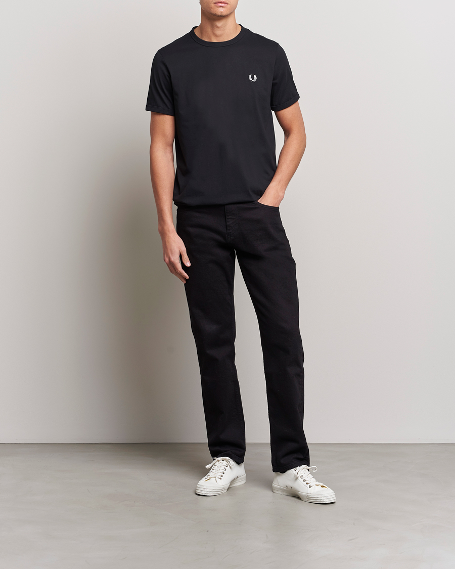 Herren | T-Shirts | Fred Perry | Ringer Crew Neck Tee Black