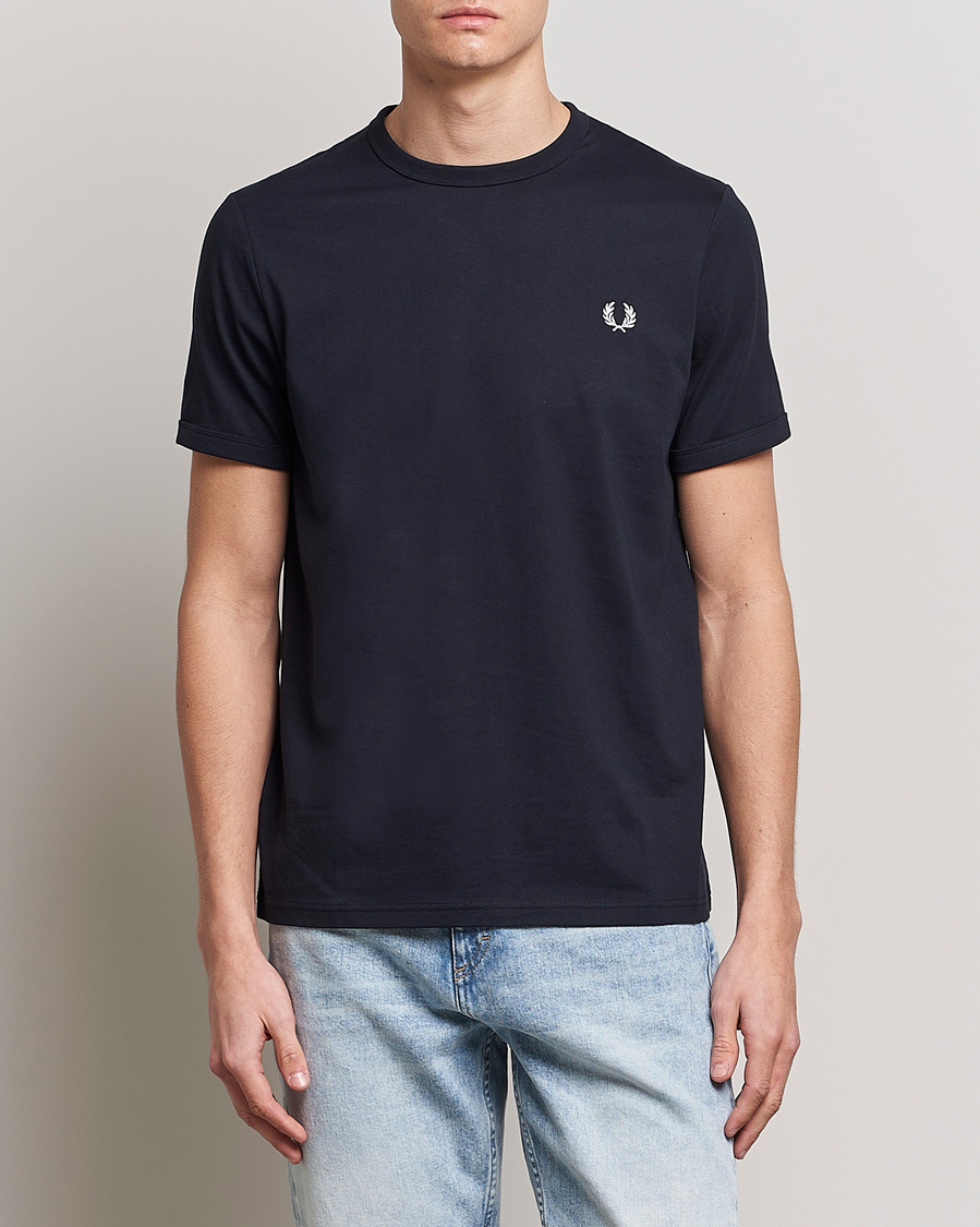 Herren | Best of British | Fred Perry | Ringer Crew Neck Tee Navy