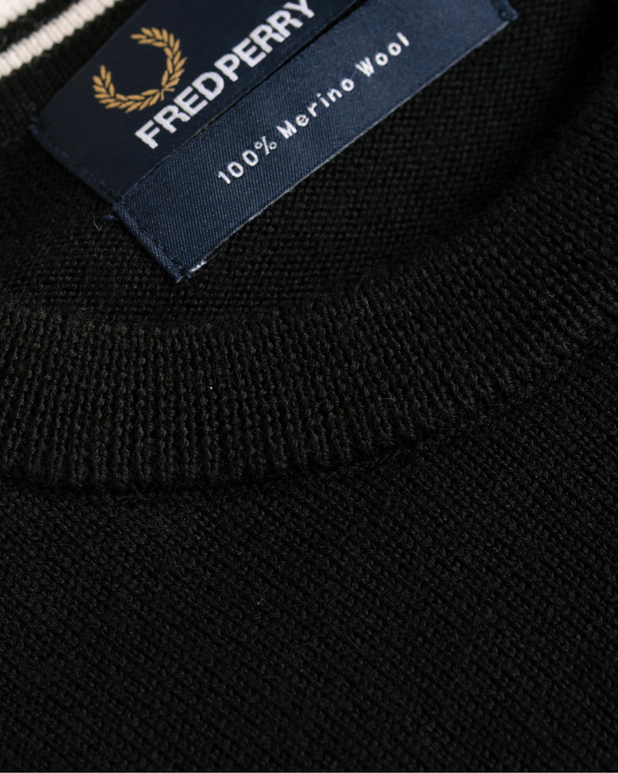 Herren | Pullover | Fred Perry | Merino Wool Crew Neck Pullover Black