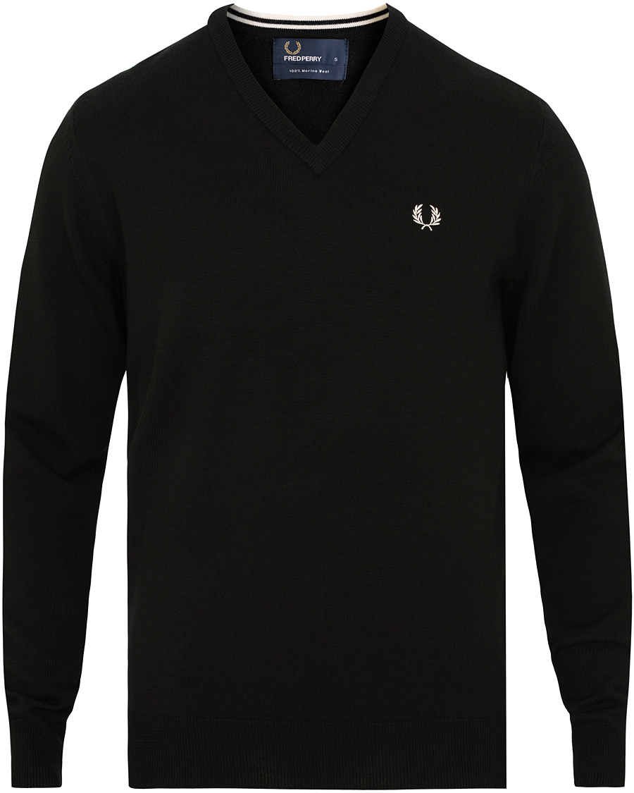 Herren | Pullover | Fred Perry | Merino Wool V-Neck Pullover Black