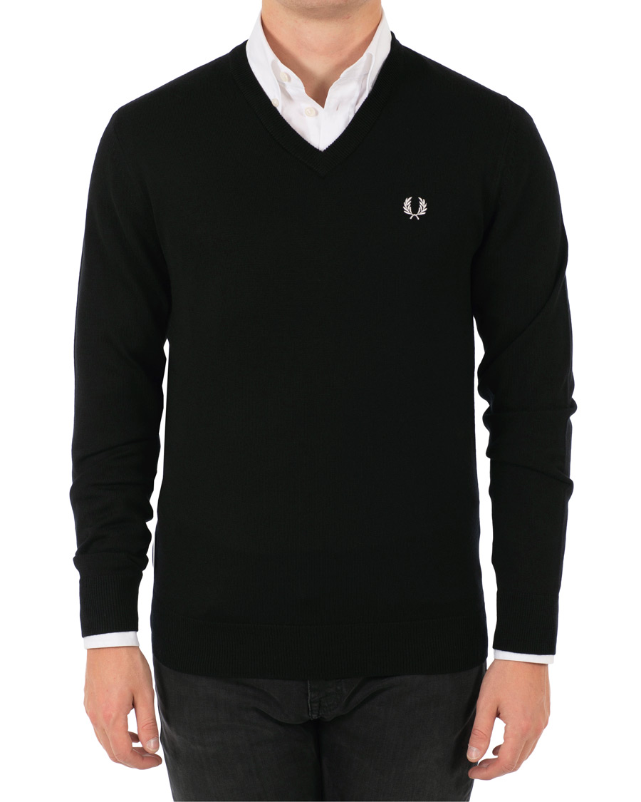 Herren | Pullover | Fred Perry | Merino Wool V-Neck Pullover Black