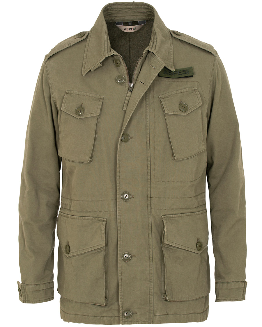 Herren | Jacken | Aspesi | Vancouver Lined Cotton Field Jacket Army Green