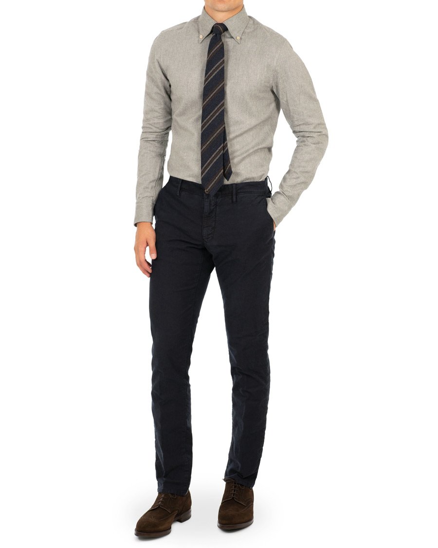 Herren | Hemden | Stenströms | Slimline Flannel Shirt Grey