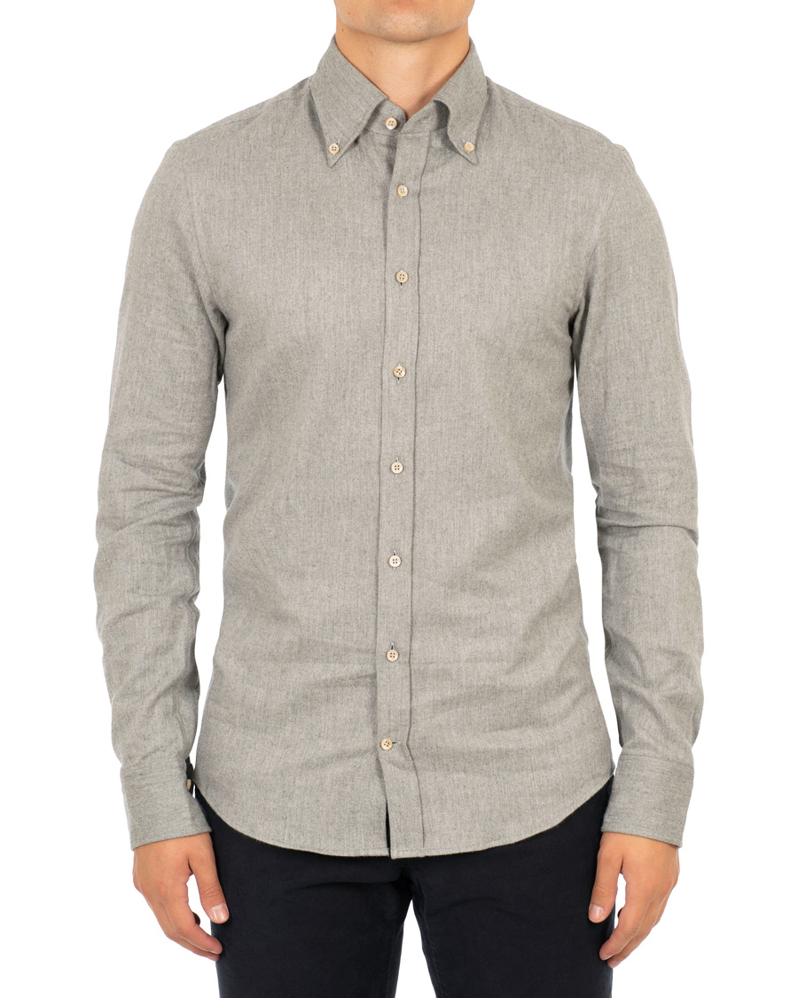 Herren | Hemden | Stenströms | Slimline Flannel Shirt Grey