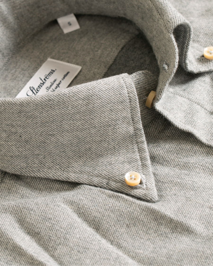 Herren | Hemden | Stenströms | Slimline Flannel Shirt Grey