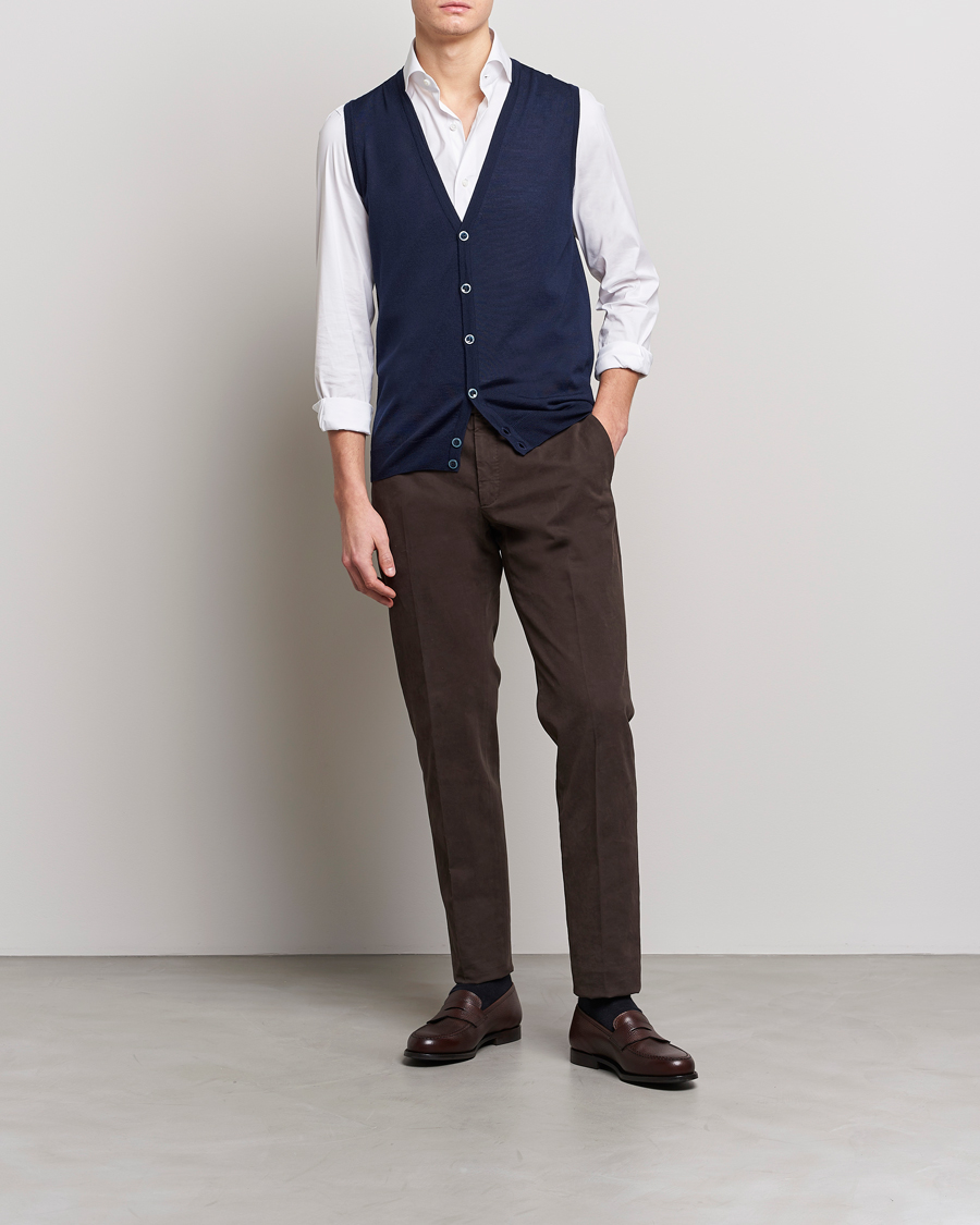 Herren | Pullover | Stenströms | Merino Slipover Navy