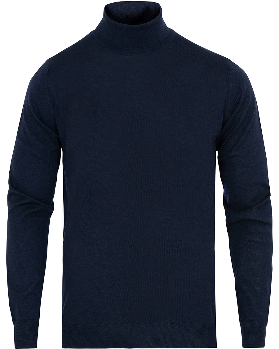 Herren | Pullover | Stenströms | Fine Merino Wool Rollneck Navy
