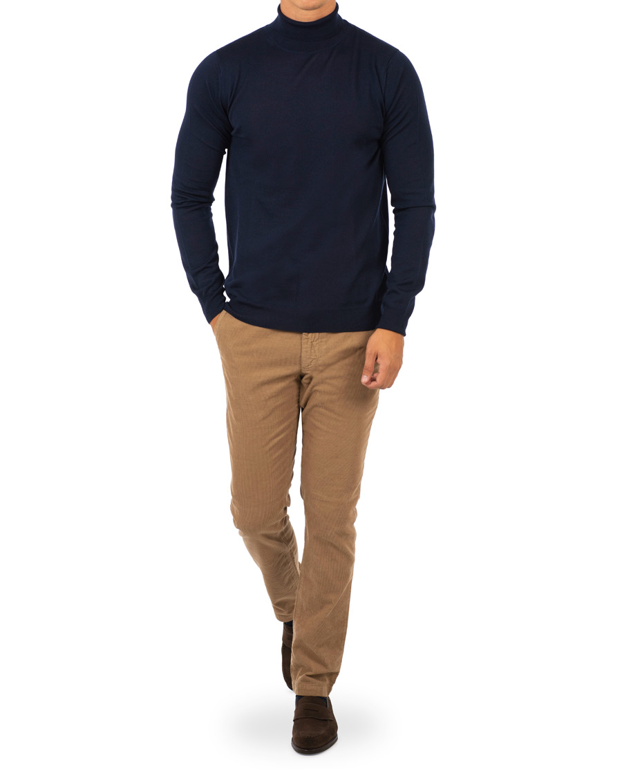 Herren | Pullover | Stenströms | Fine Merino Wool Rollneck Navy