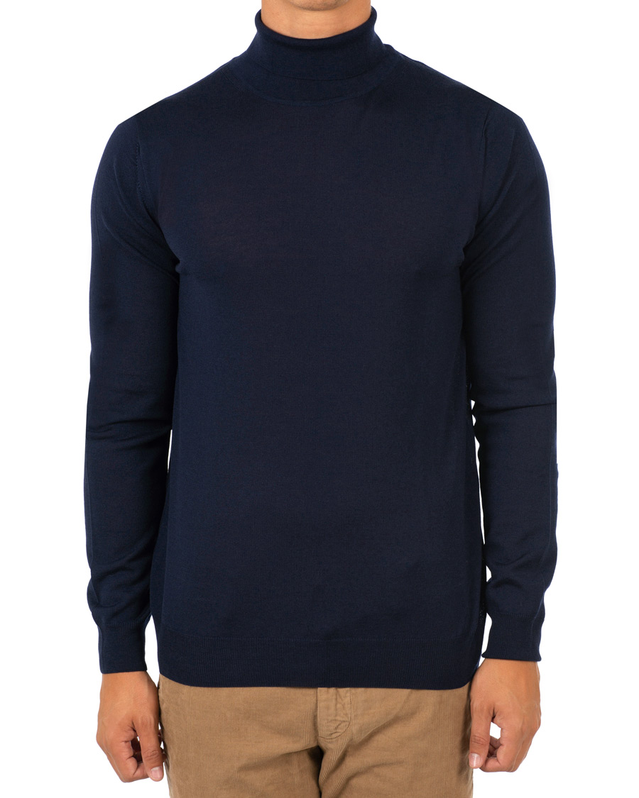 Herren | Pullover | Stenströms | Fine Merino Wool Rollneck Navy