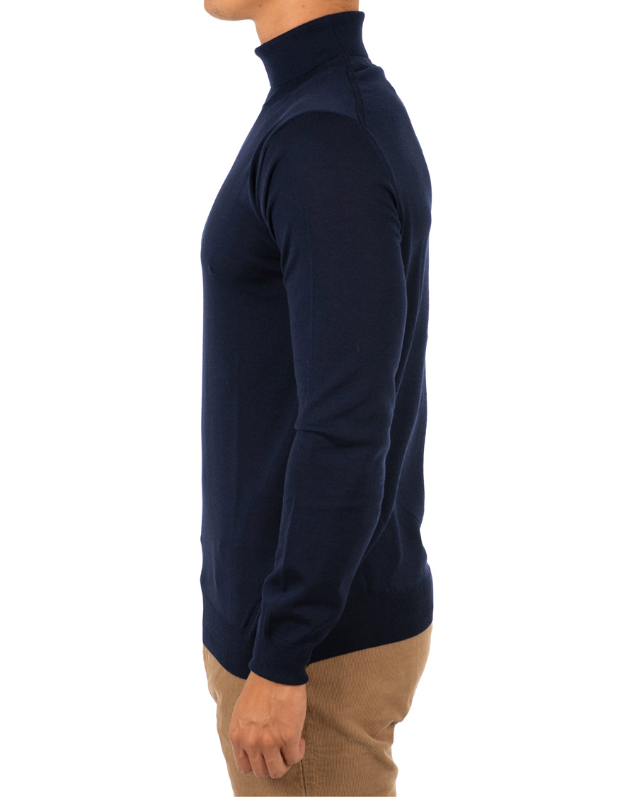 Herren | Pullover | Stenströms | Fine Merino Wool Rollneck Navy