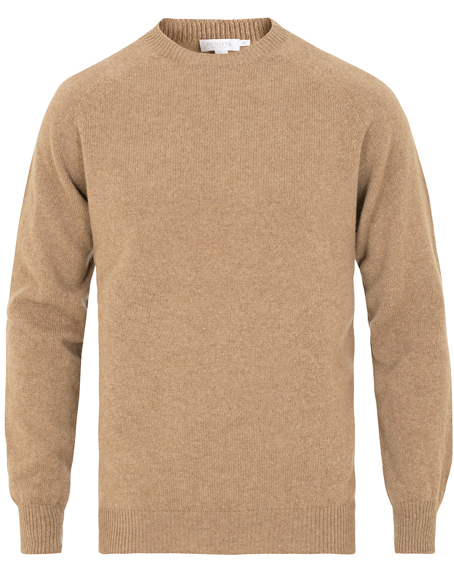 Herren | Pullover | Sunspel | Lambswool Crew Neck Beige
