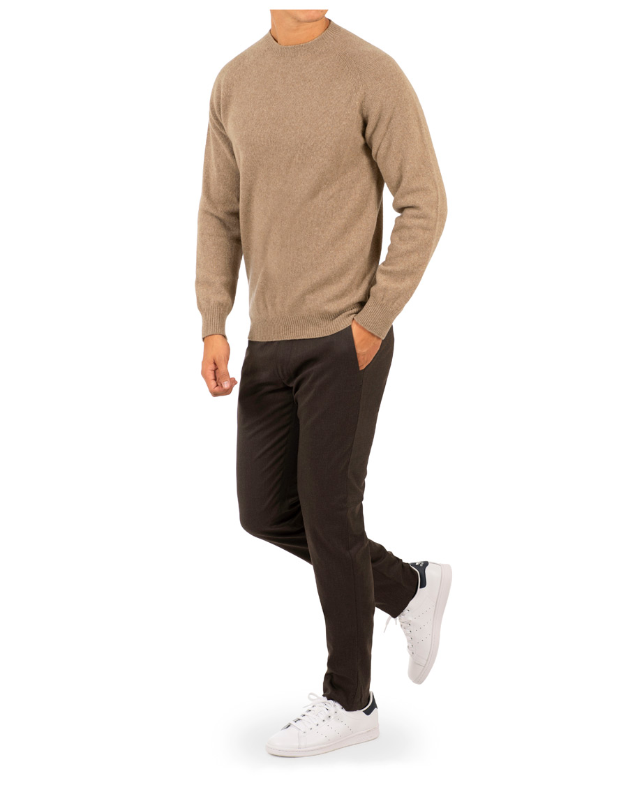 Herren | Pullover | Sunspel | Lambswool Crew Neck Beige