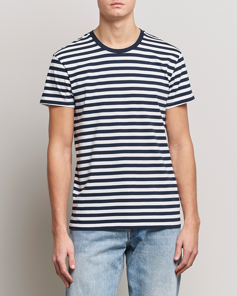 Herren | T-Shirts | Samsøe & Samsøe | Patrick Crew Neck Tee Sapphire/White Stripe