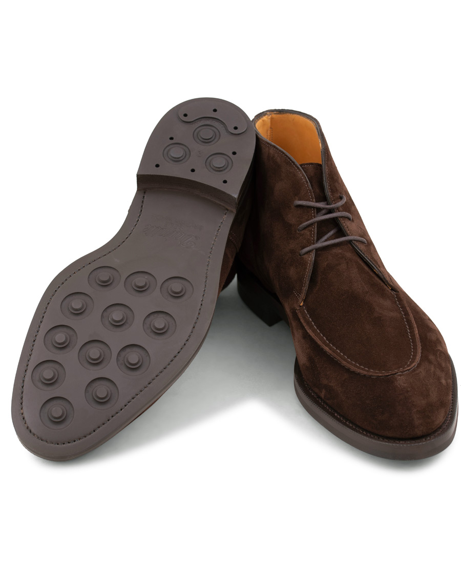 Herren | Edward Green Halifax Split Toe Dainite Boot Brown Suede | Edward Green | Halifax Split Toe Dainite Boot Brown Suede