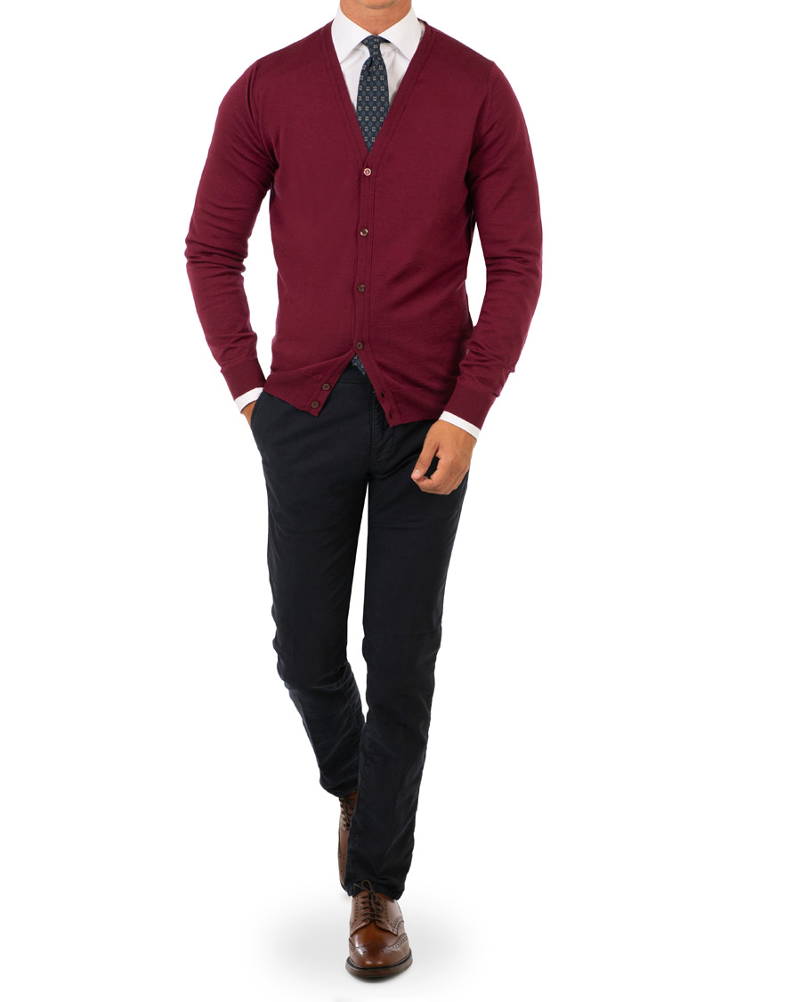 Herren | Pullover | John Smedley | Petworth Merino Cardigan Bordeaux
