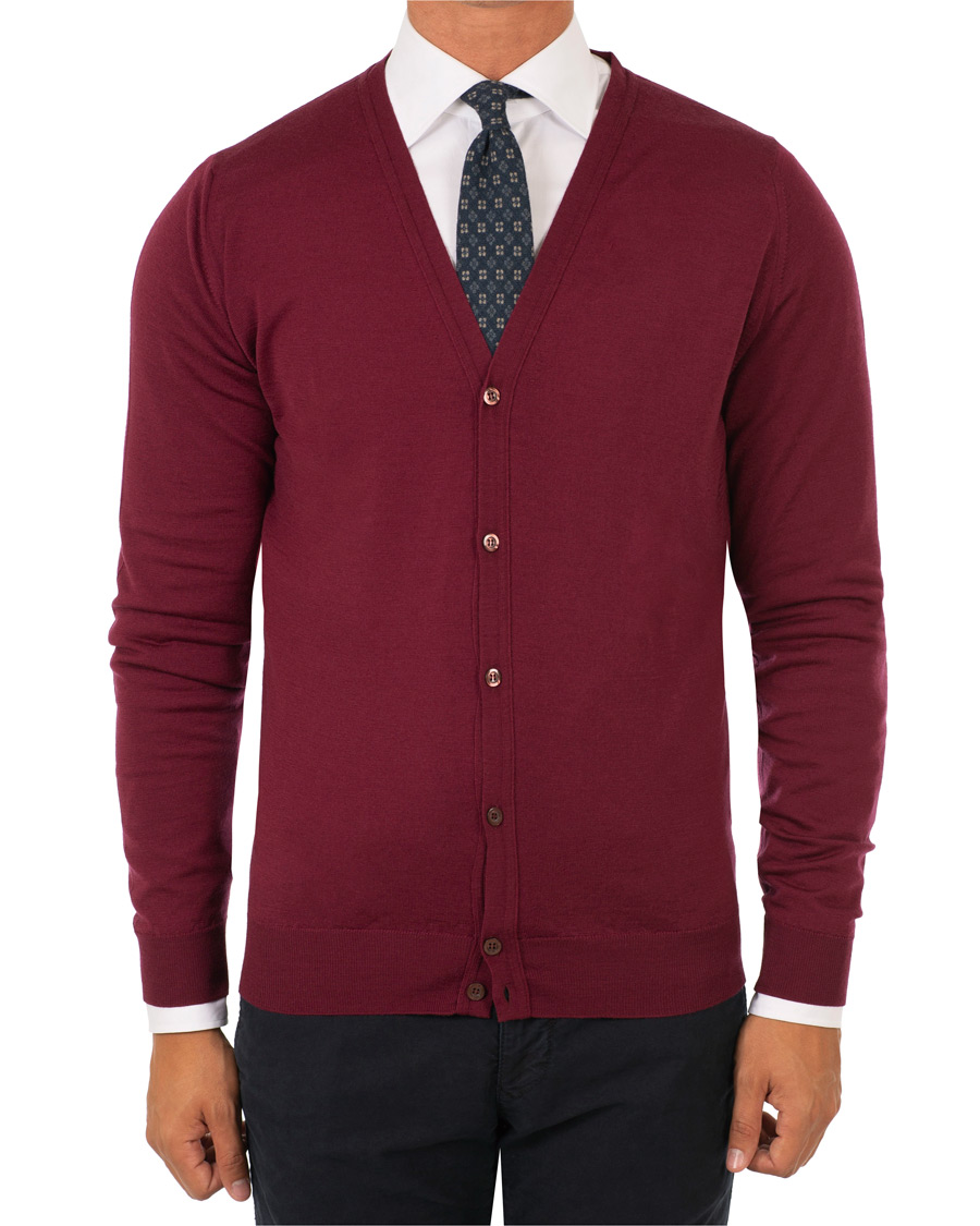 Herren | Pullover | John Smedley | Petworth Merino Cardigan Bordeaux