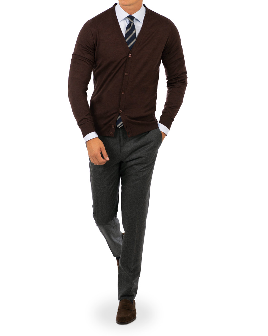 Herren | Pullover | John Smedley | Petworth Merino Cardigan Chestnut