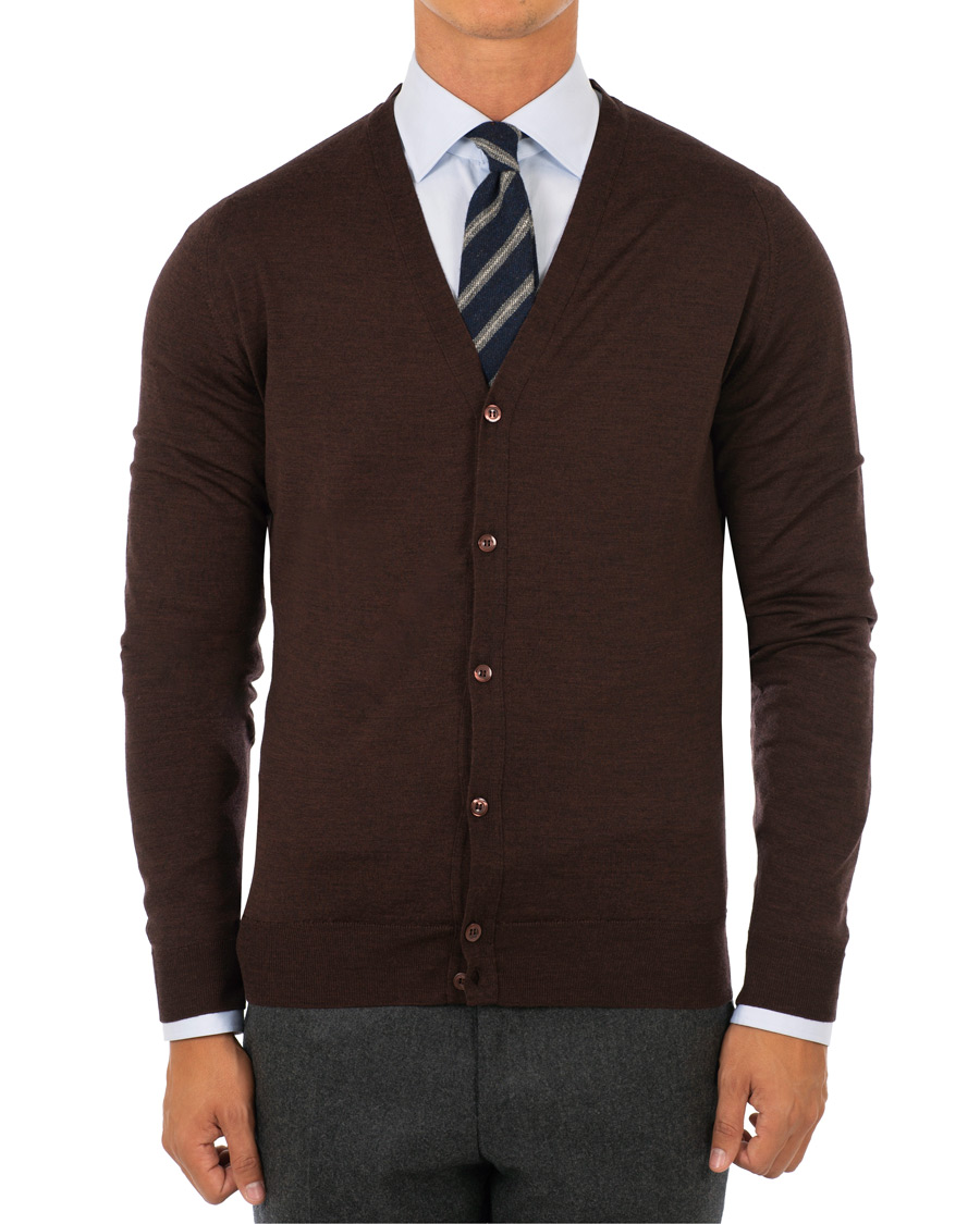 Herren | Pullover | John Smedley | Petworth Merino Cardigan Chestnut