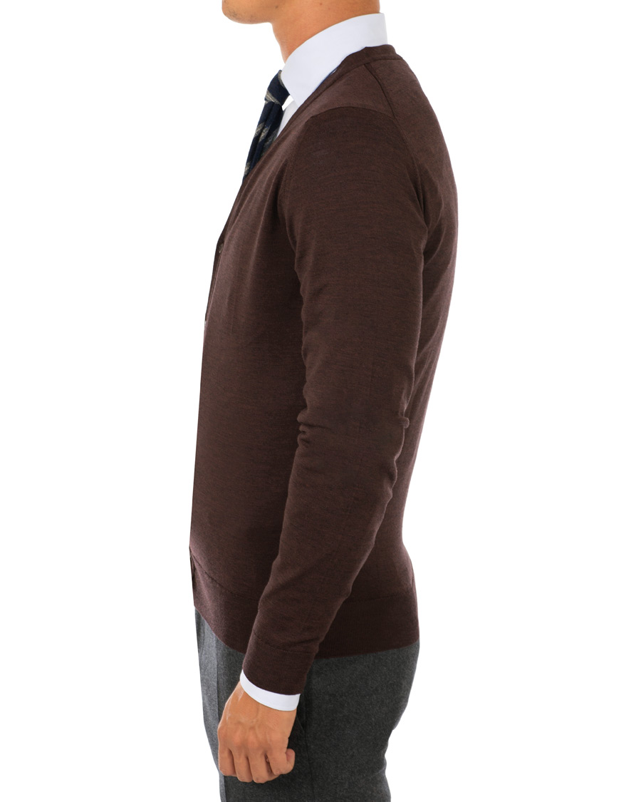 Herren | Pullover | John Smedley | Petworth Merino Cardigan Chestnut