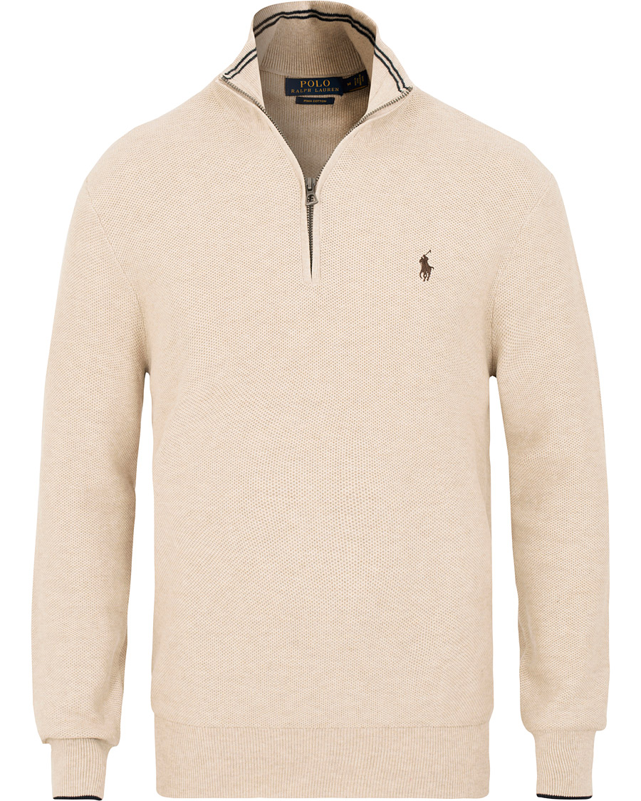 Herren | Pullover | Polo Ralph Lauren | Texture Half Zip Oatmeal Heather