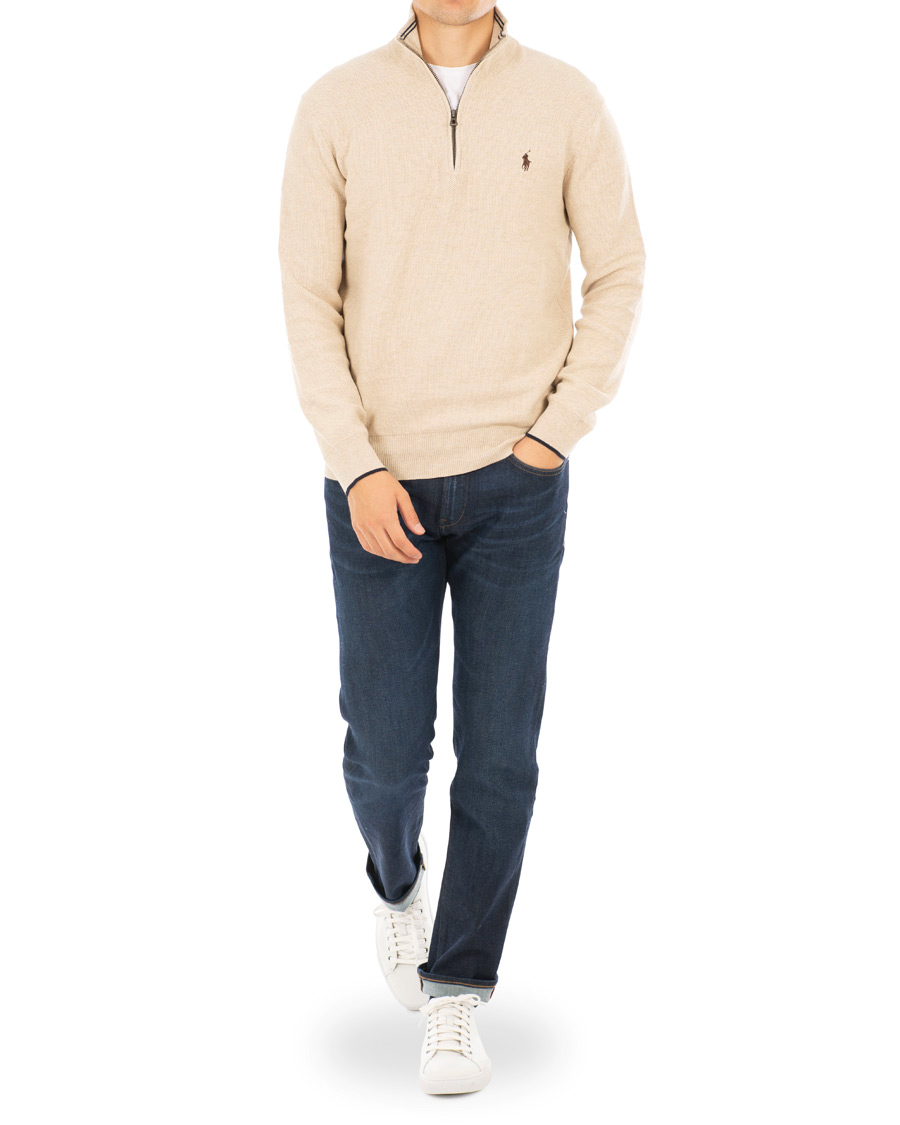 Herren | Pullover | Polo Ralph Lauren | Texture Half Zip Oatmeal Heather