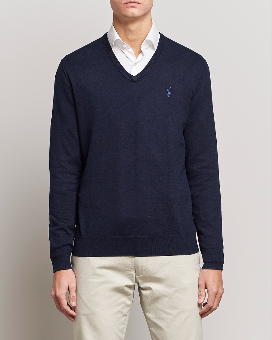 Men |  | Polo Ralph Lauren | Pima Cotton V-neck Pullover Hunter Navy