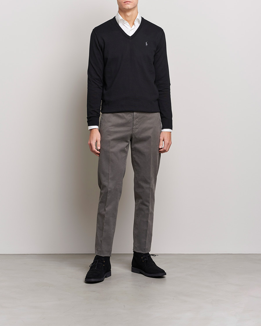 Herren | Pullover | Polo Ralph Lauren | Pima Cotton V-neck Pullover Polo Black