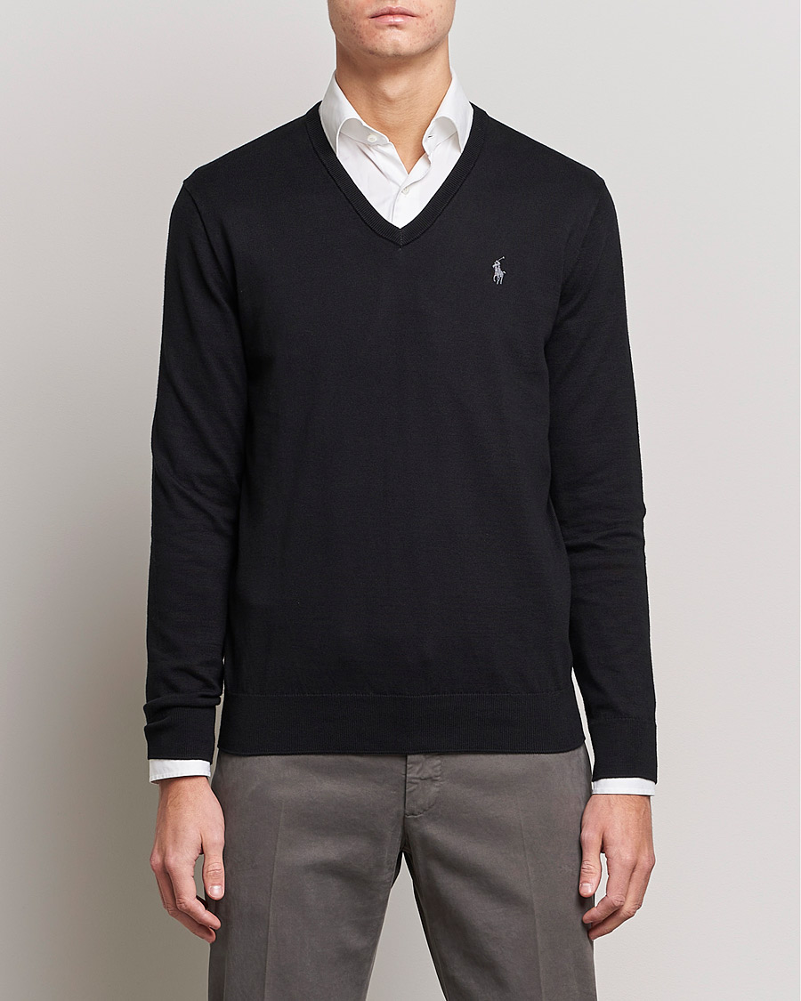 Herren | Pullover | Polo Ralph Lauren | Pima Cotton V-neck Pullover Polo Black