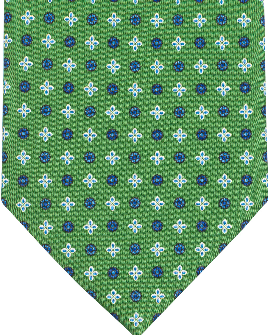 Herren | E. Marinella 3-Fold Printed Heritage Symbol Silk Tie 8 Cm Grass Green | E. Marinella | 3-Fold Printed Heritage Symbol Silk Tie 8 Cm Grass Green