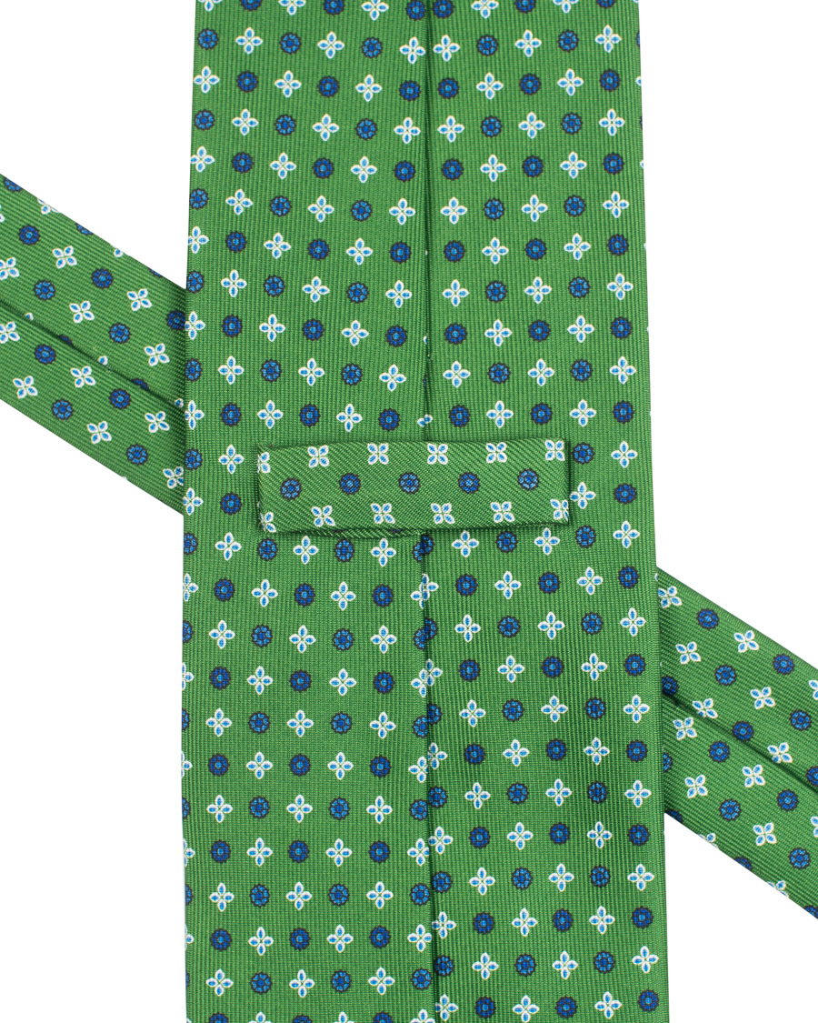 Herren | E. Marinella 3-Fold Printed Heritage Symbol Silk Tie 8 Cm Grass Green | E. Marinella | 3-Fold Printed Heritage Symbol Silk Tie 8 Cm Grass Green