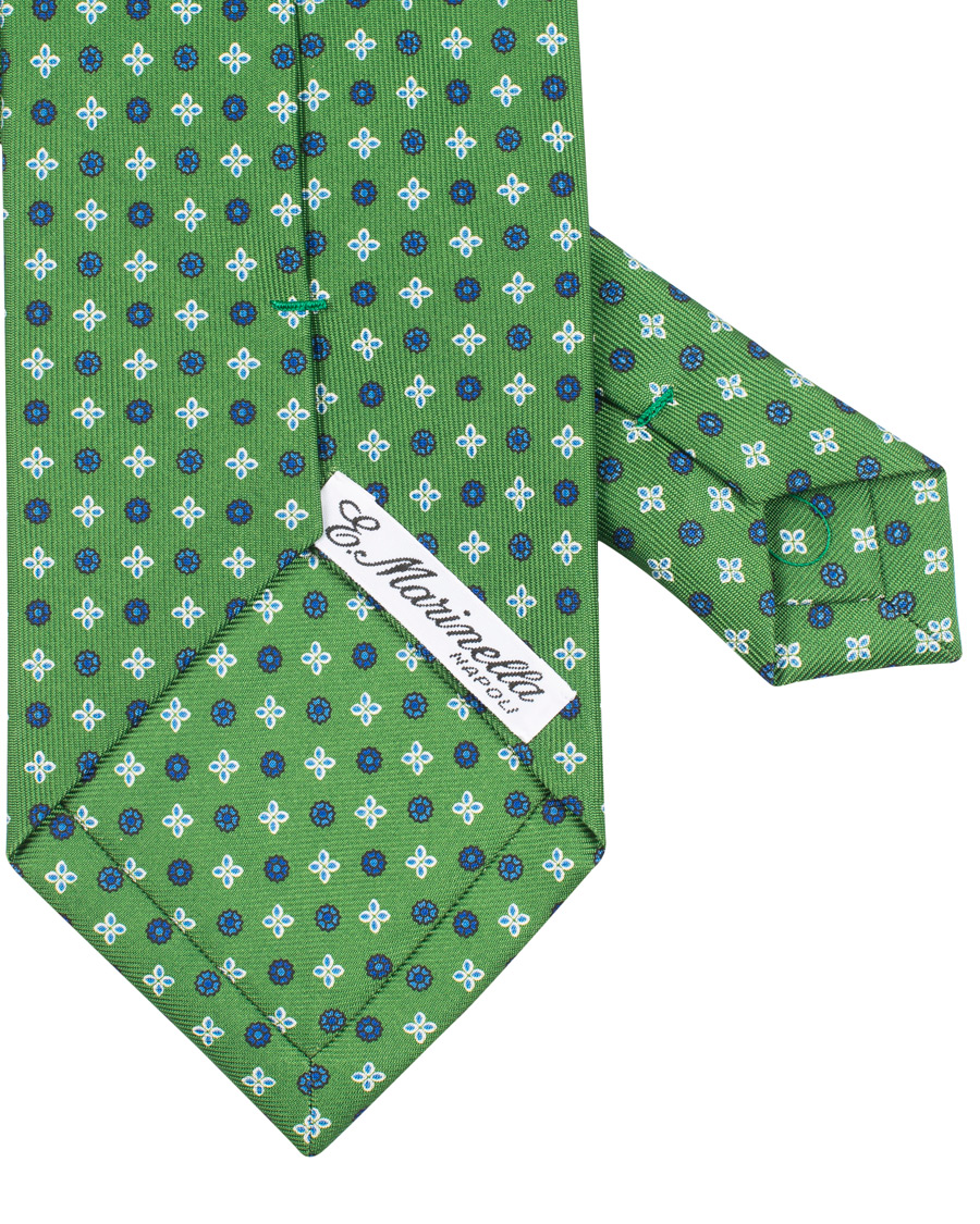 Herren | E. Marinella 3-Fold Printed Heritage Symbol Silk Tie 8 Cm Grass Green | E. Marinella | 3-Fold Printed Heritage Symbol Silk Tie 8 Cm Grass Green