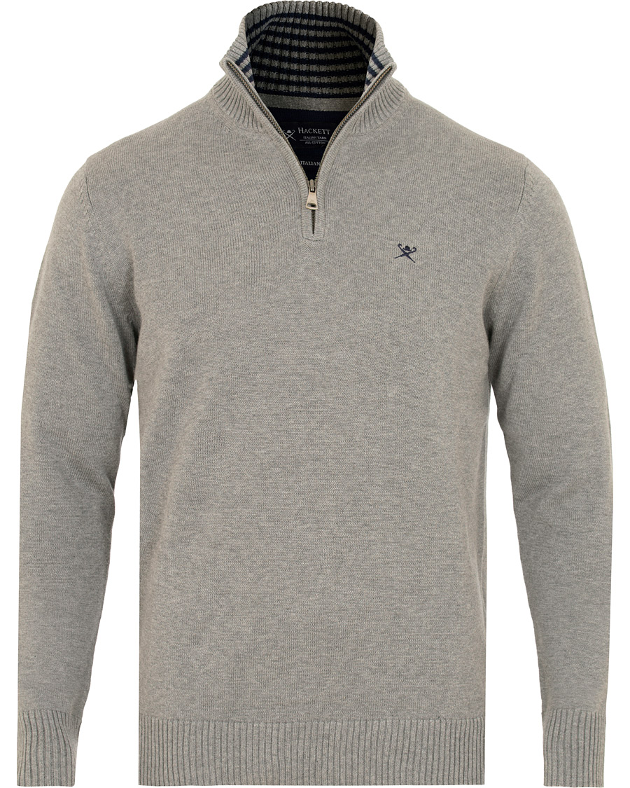 Herren | Pullover | Hackett | Cotton Half Zip Grey