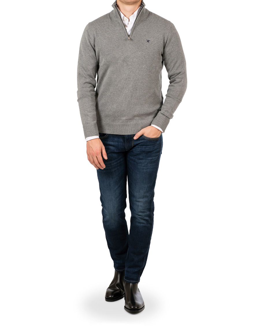 Herren | Pullover | Hackett | Cotton Half Zip Grey