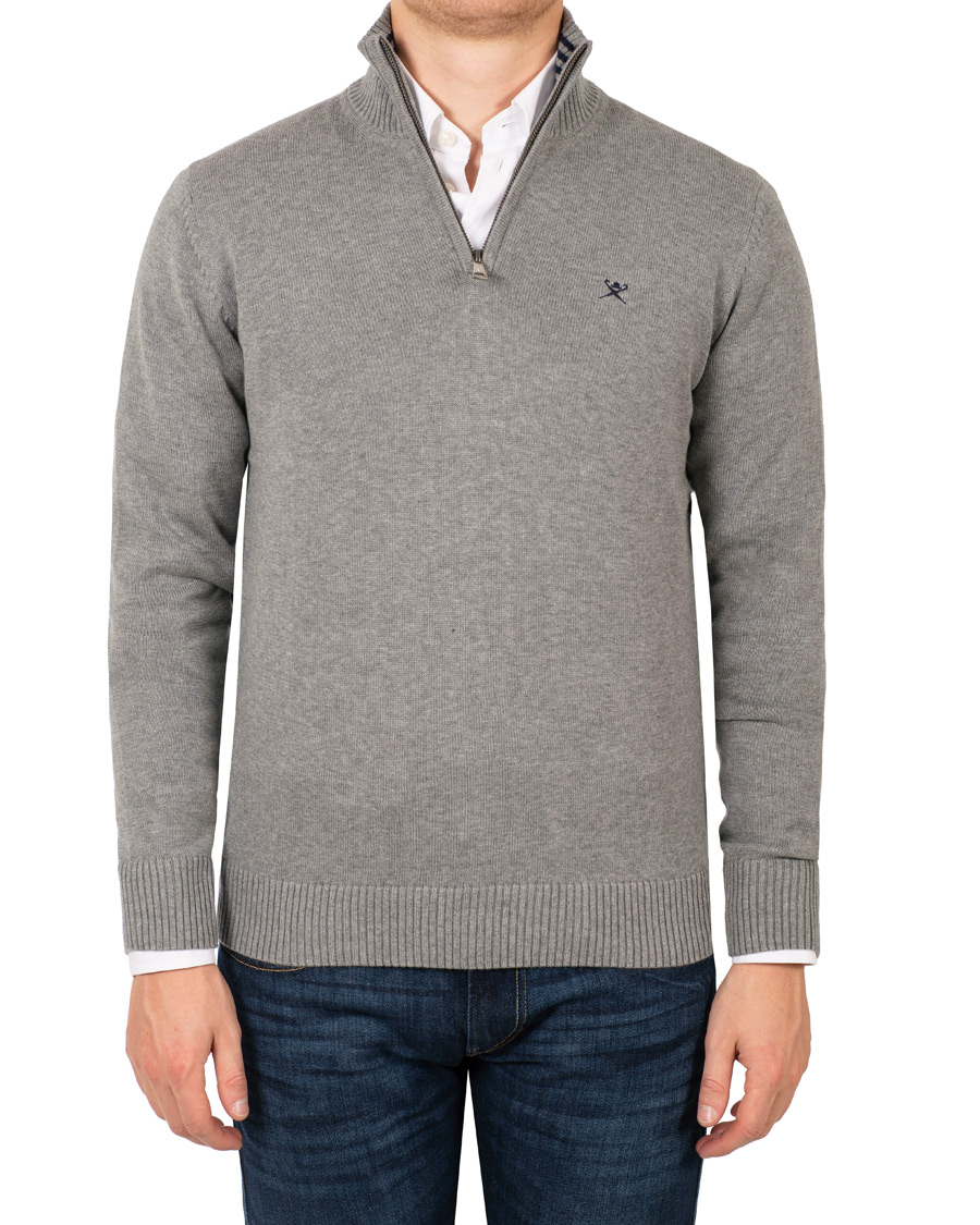 Herren | Pullover | Hackett | Cotton Half Zip Grey