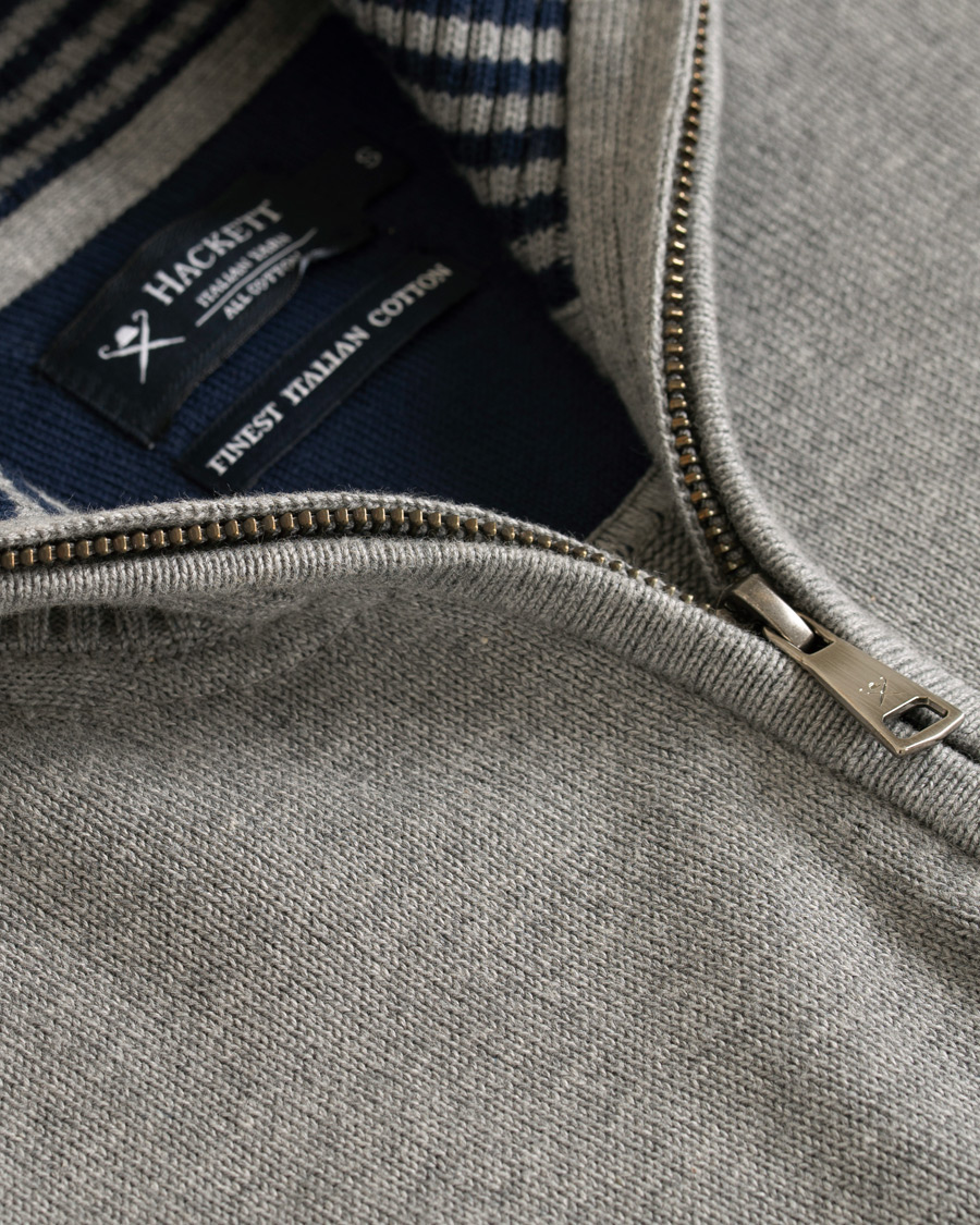 Herren | Pullover | Hackett | Cotton Half Zip Grey