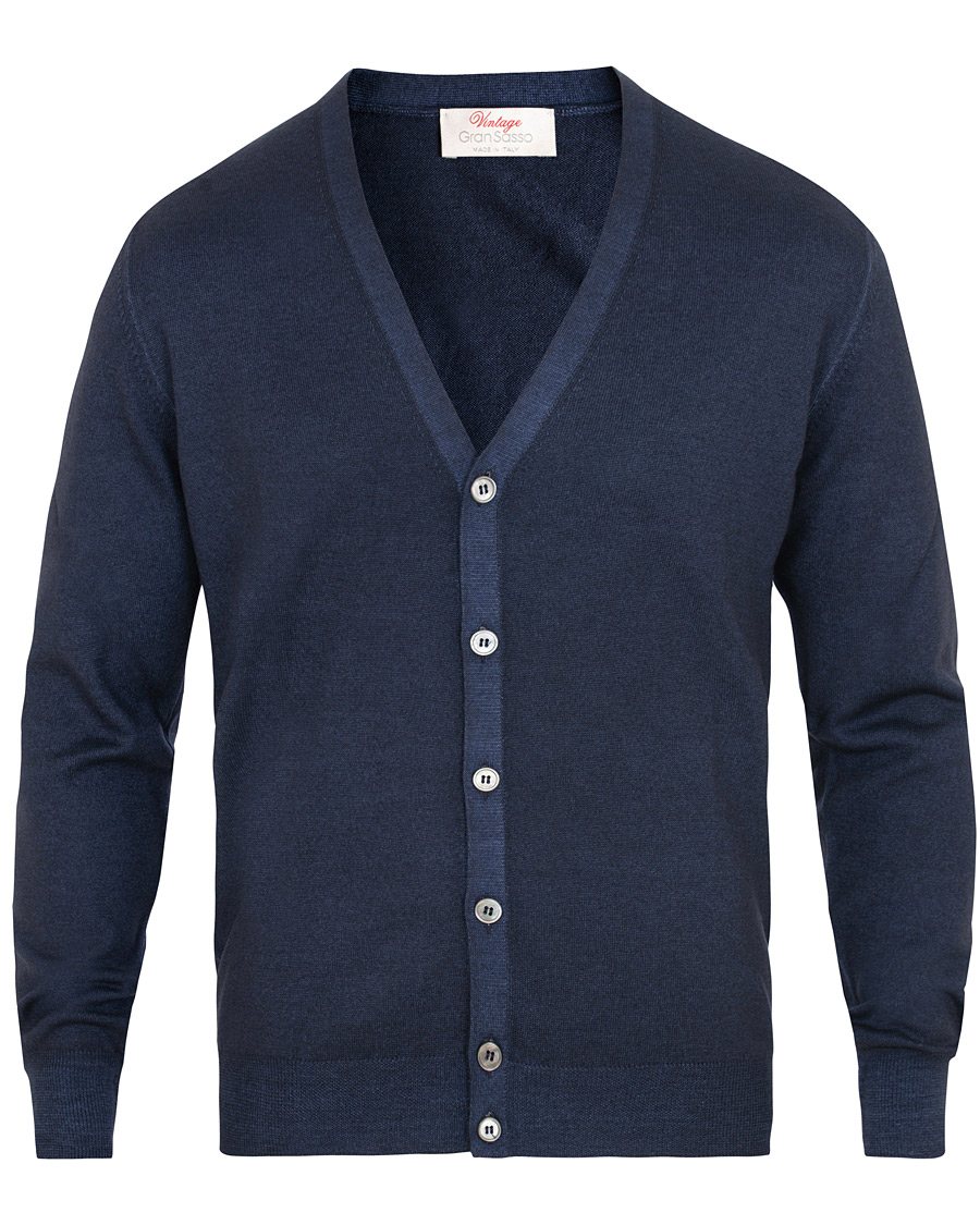 Herren | Pullover | Gran Sasso | Vintage Merino Fashion Fit Cardigan Navy