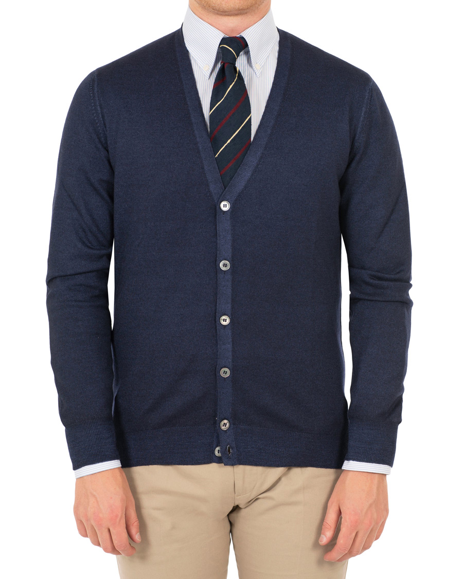 Herren | Pullover | Gran Sasso | Vintage Merino Fashion Fit Cardigan Navy