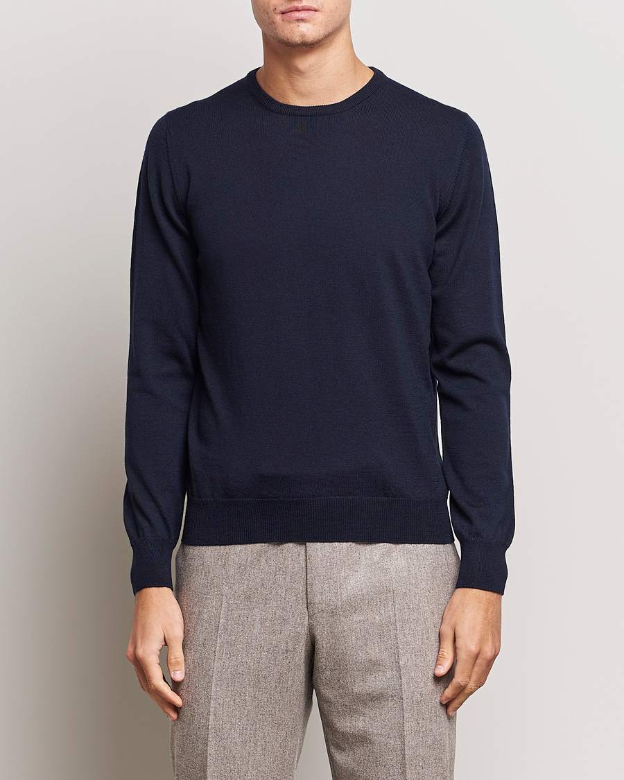 Herren | Pullover | Gran Sasso | Merino Fashion Fit Crew Neck Pullover Navy