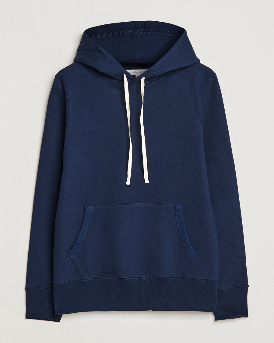 Herren | | Merz b. Schwanen | Cotton Loopwheeled Hoodie Ink Blue