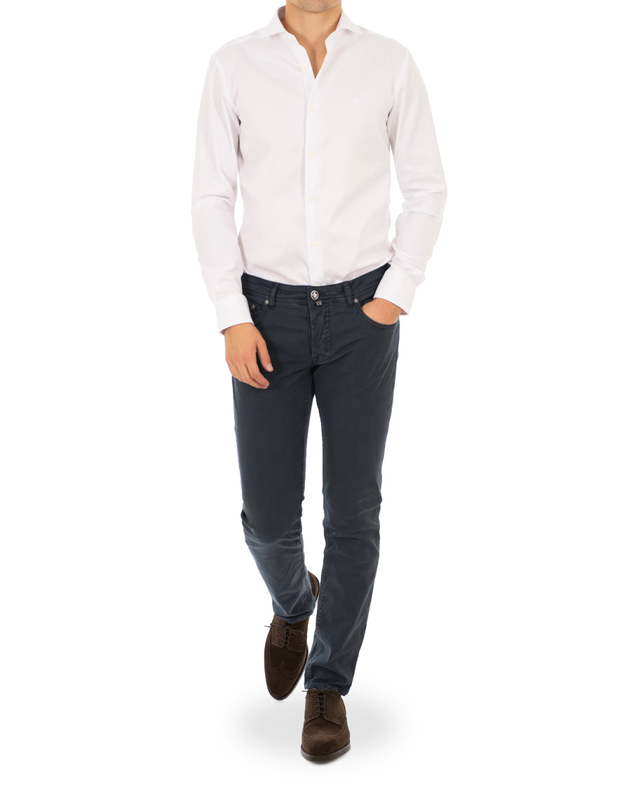 Herren | Hemden | Morris | Dean Spread Collar Cotton Shirt White