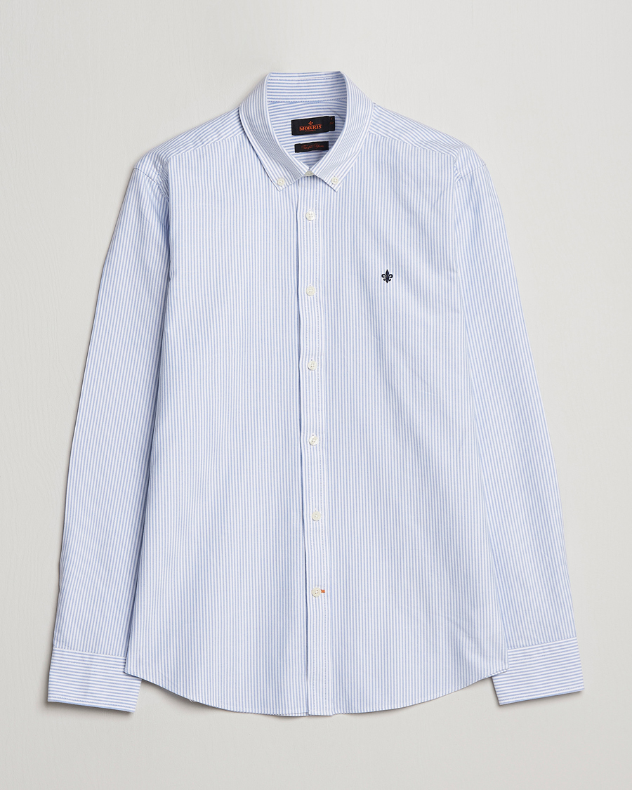 Herren |  | Morris | Oxford Striped Button Down Cotton Shirt Light Blue
