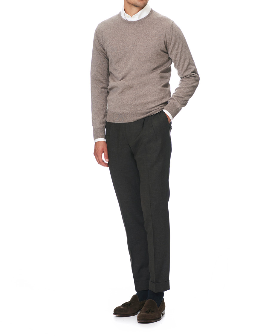 Herren | Pullover | Stenströms | Merino Crew Neck Pullover Mud Brown