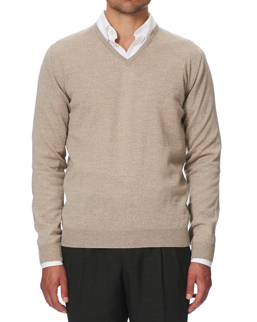 Herren | | Stenströms | Merino V- Neck Pullover Beige