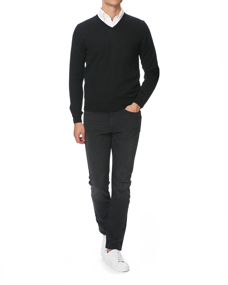 Herren | Pullover | Stenströms | Merino V- Neck Pullover Black